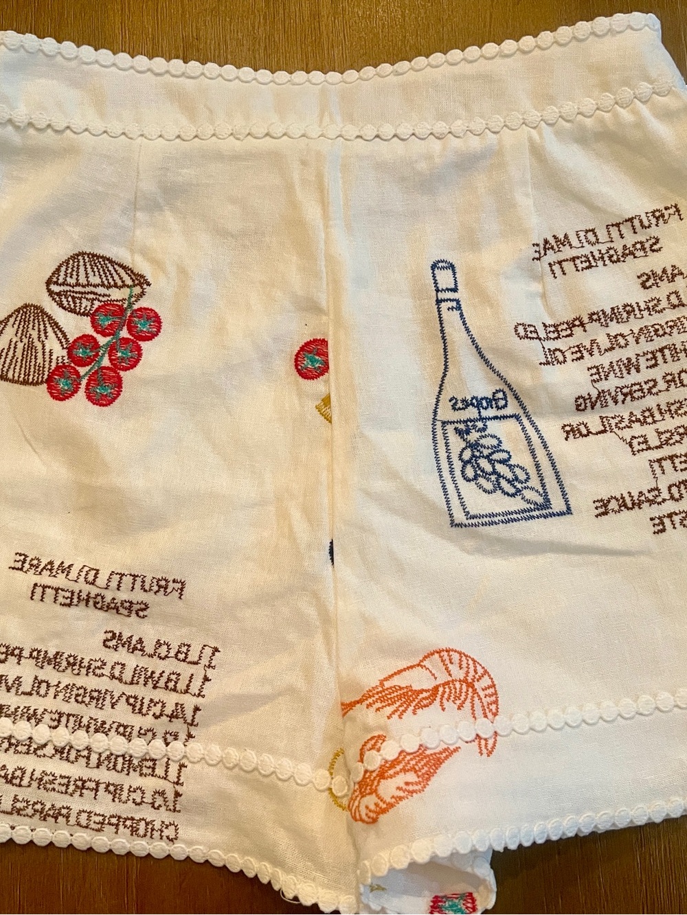 NWT Caroline Constas Embroidered Recipe Shorts White Frutti Di Mare Sz 2 - Picture 2 of 4